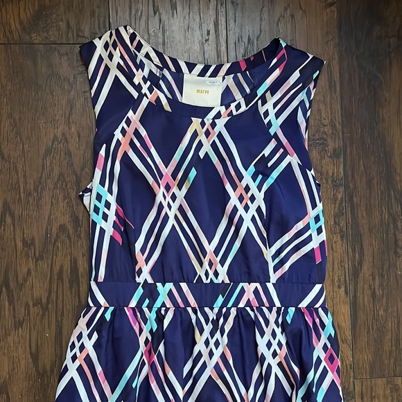 Anthropologie Maeve Blue/Pink Plaid Sleeveless High Low Dress - Picture 4 of 10